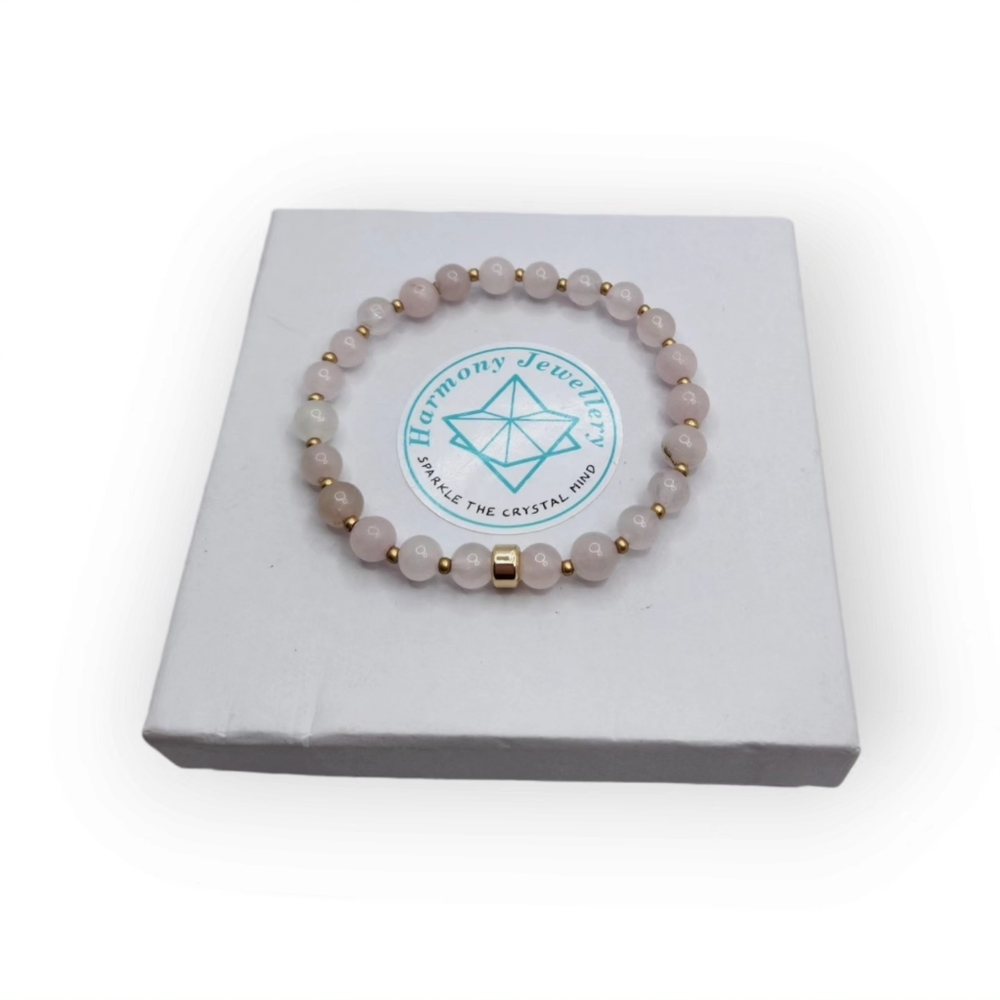 Rose Quartz charm Minimalist bracelet 6 mm